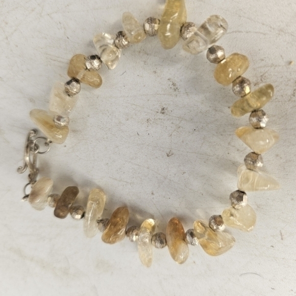 Handmade Citrine and‎ Sterling bracelet - Picture 4 of 4